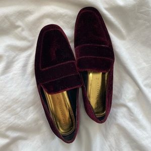 Burgundy Velvet Loafers